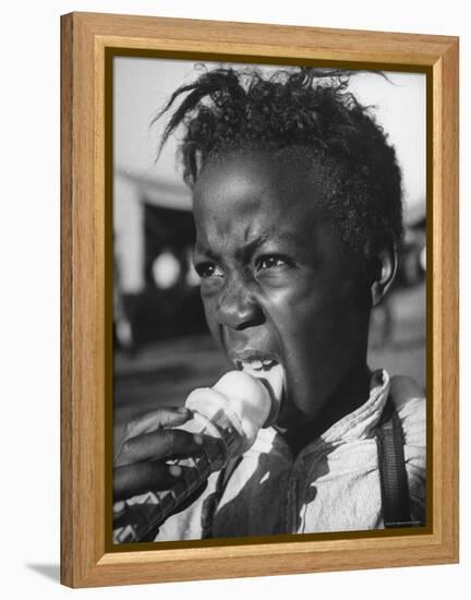 Boy Eating Ice Cream at the Kentucky State Fair-Ed Clark-Framed Premier Image Canvas