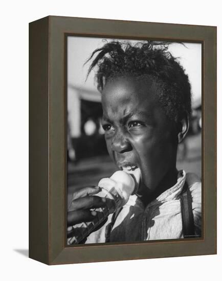 Boy Eating Ice Cream at the Kentucky State Fair-Ed Clark-Framed Premier Image Canvas