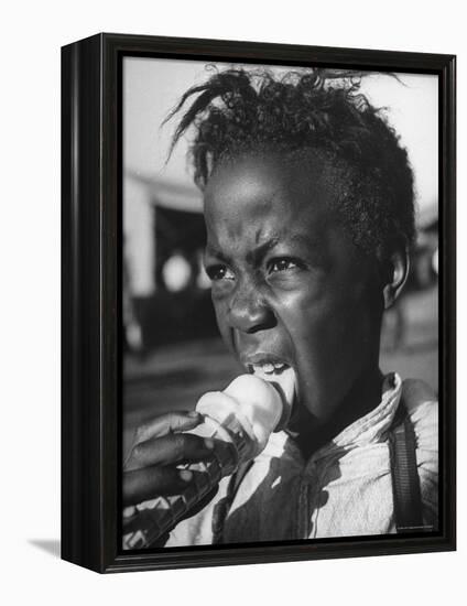 Boy Eating Ice Cream at the Kentucky State Fair-Ed Clark-Framed Premier Image Canvas