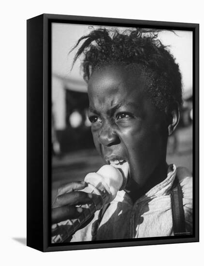 Boy Eating Ice Cream at the Kentucky State Fair-Ed Clark-Framed Premier Image Canvas