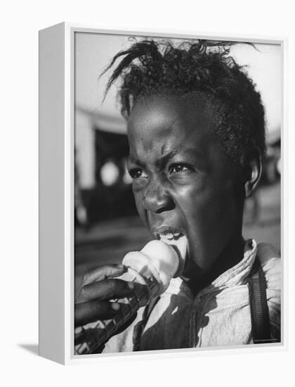 Boy Eating Ice Cream at the Kentucky State Fair-Ed Clark-Framed Premier Image Canvas