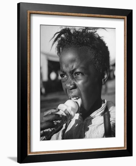 Boy Eating Ice Cream at the Kentucky State Fair-Ed Clark-Framed Photographic Print