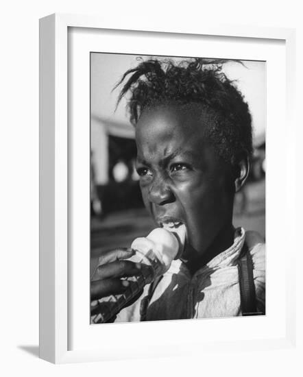 Boy Eating Ice Cream at the Kentucky State Fair-Ed Clark-Framed Photographic Print