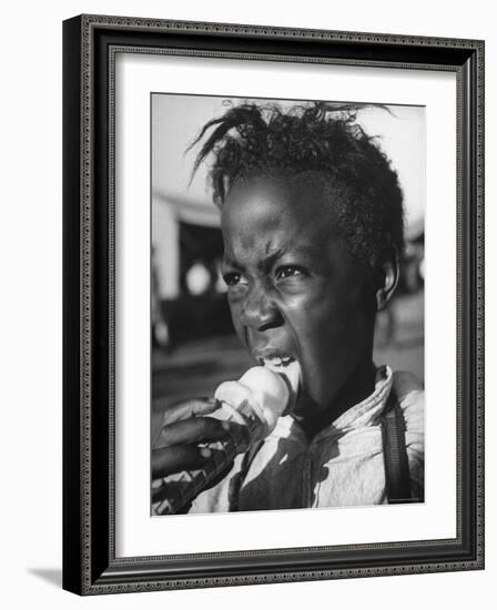 Boy Eating Ice Cream at the Kentucky State Fair-Ed Clark-Framed Photographic Print