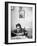 Boy Eating Spaghetti under Picture of His Brother Who Died During Invasion of Sicily-null-Framed Photographic Print