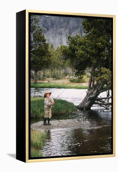 Boy Fishing at Firehole River, Wyoming, USA-Scott T. Smith-Framed Premier Image Canvas