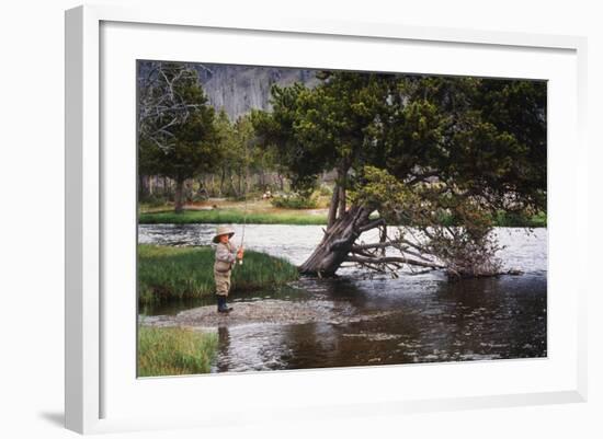 Boy Fishing at Firehole River, Wyoming, USA-Scott T. Smith-Framed Photographic Print