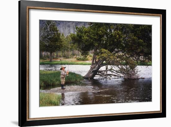 Boy Fishing at Firehole River, Wyoming, USA-Scott T. Smith-Framed Photographic Print