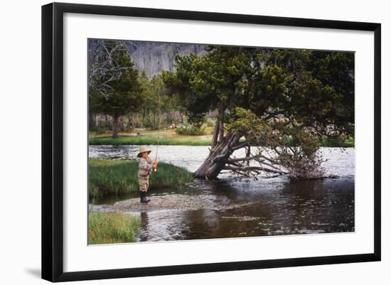 Boy Fishing at Firehole River, Wyoming, USA-Scott T. Smith-Framed Photographic Print