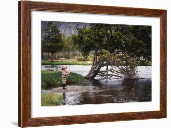 Boy Fishing at Firehole River, Wyoming, USA-Scott T. Smith-Framed Photographic Print