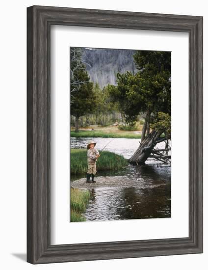 Boy Fishing at Firehole River, Wyoming, USA-Scott T. Smith-Framed Photographic Print