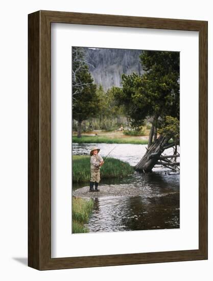 Boy Fishing at Firehole River, Wyoming, USA-Scott T. Smith-Framed Photographic Print