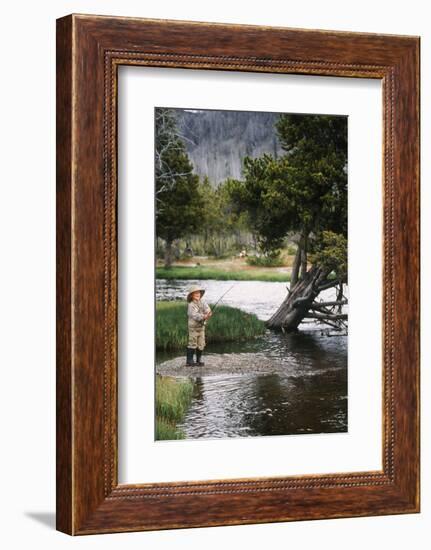 Boy Fishing at Firehole River, Wyoming, USA-Scott T. Smith-Framed Photographic Print