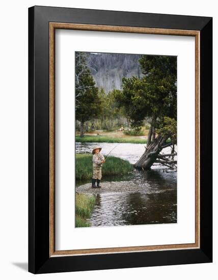 Boy Fishing at Firehole River, Wyoming, USA-Scott T. Smith-Framed Photographic Print