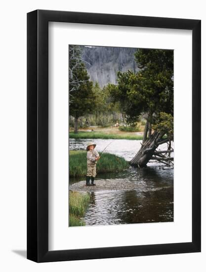 Boy Fishing at Firehole River, Wyoming, USA-Scott T. Smith-Framed Photographic Print