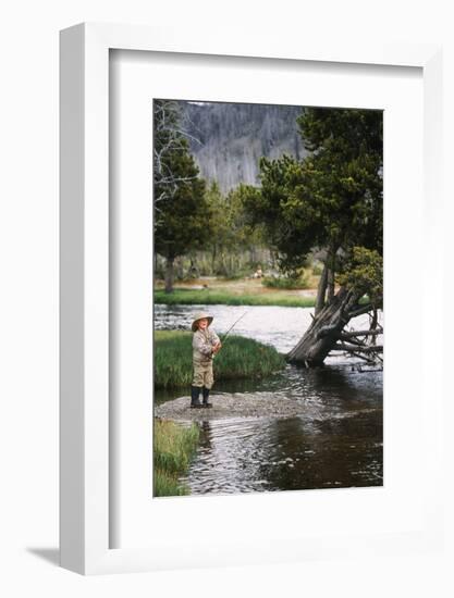 Boy Fishing at Firehole River, Wyoming, USA-Scott T. Smith-Framed Photographic Print