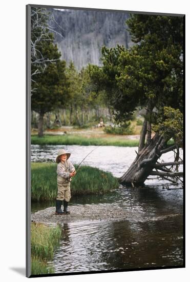 Boy Fishing at Firehole River, Wyoming, USA-Scott T. Smith-Mounted Photographic Print