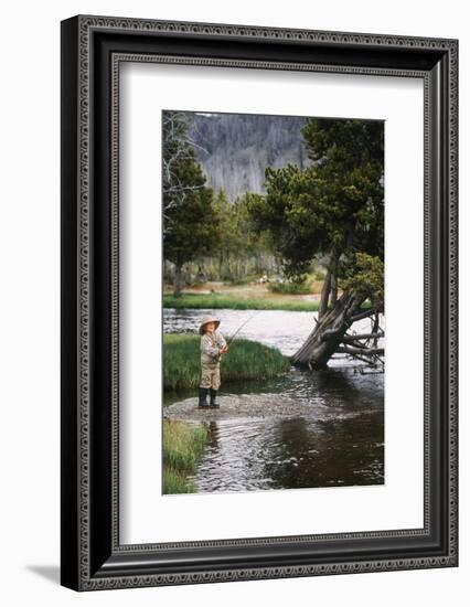 Boy Fishing at Firehole River, Wyoming, USA-Scott T. Smith-Framed Photographic Print