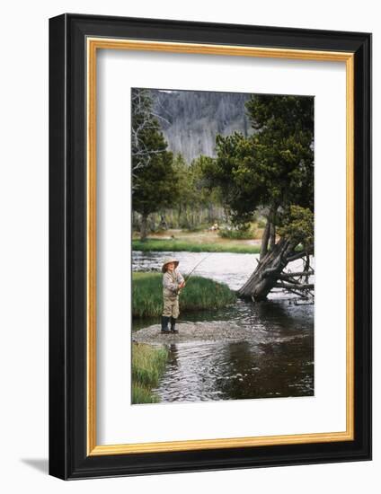 Boy Fishing at Firehole River, Wyoming, USA-Scott T. Smith-Framed Photographic Print