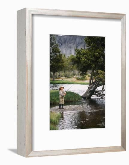 Boy Fishing at Firehole River, Wyoming, USA-Scott T. Smith-Framed Photographic Print