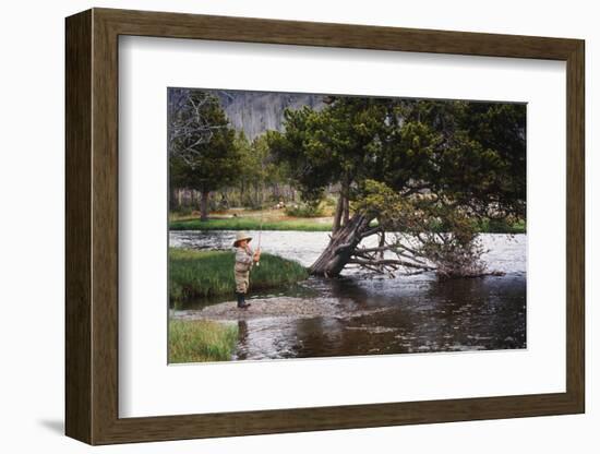 Boy Fishing at Firehole River, Wyoming, USA-Scott T. Smith-Framed Photographic Print