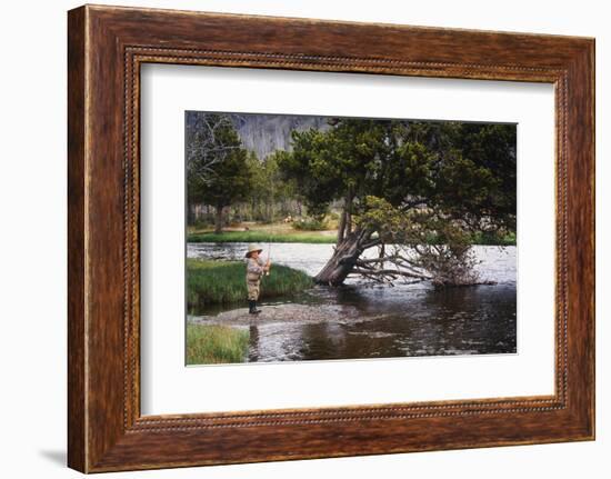 Boy Fishing at Firehole River, Wyoming, USA-Scott T. Smith-Framed Photographic Print