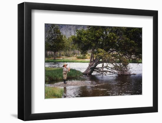 Boy Fishing at Firehole River, Wyoming, USA-Scott T. Smith-Framed Photographic Print