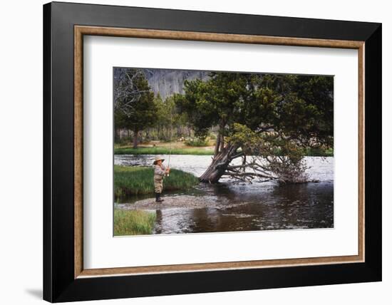 Boy Fishing at Firehole River, Wyoming, USA-Scott T. Smith-Framed Photographic Print