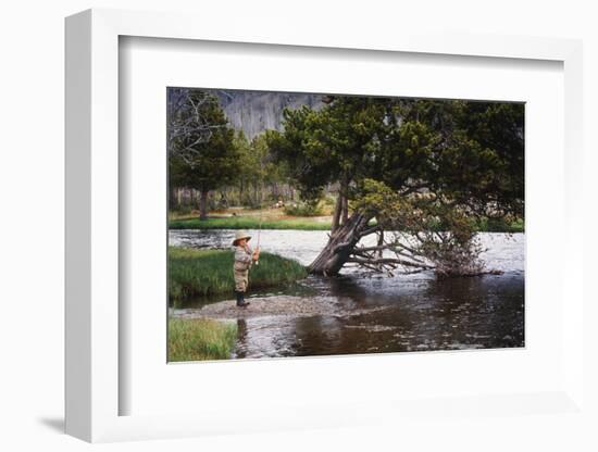 Boy Fishing at Firehole River, Wyoming, USA-Scott T. Smith-Framed Photographic Print