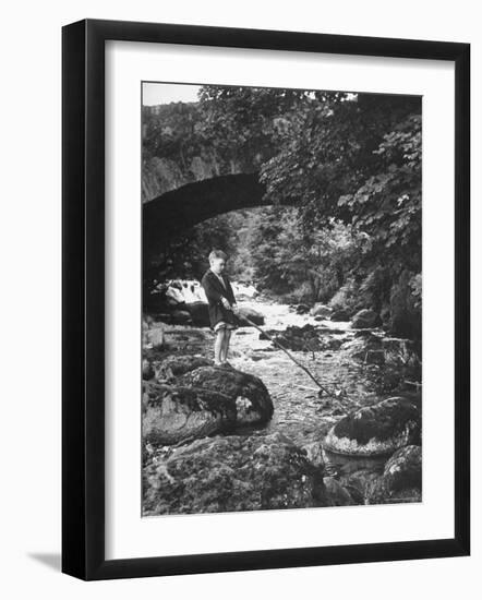 Boy Fishing by the Bridge over the Laroch in Ballachulish-Hans Wild-Framed Photographic Print