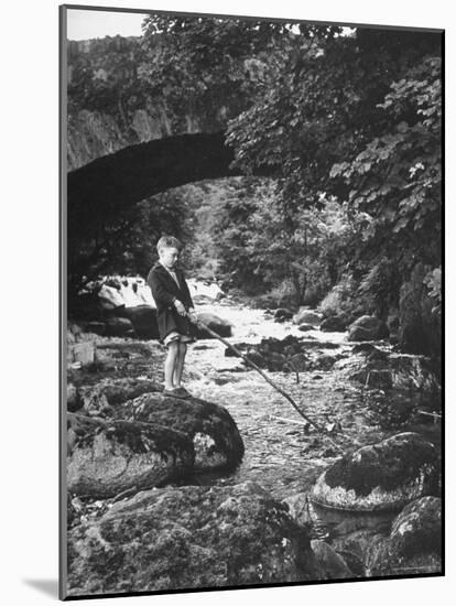 Boy Fishing by the Bridge over the Laroch in Ballachulish-Hans Wild-Mounted Photographic Print