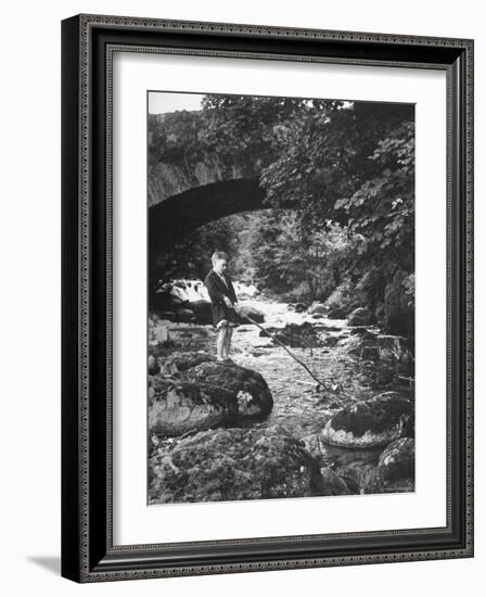 Boy Fishing by the Bridge over the Laroch in Ballachulish-Hans Wild-Framed Photographic Print