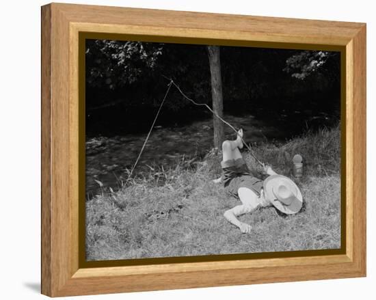 Boy Fishing in the Country-Bettmann-Framed Premier Image Canvas