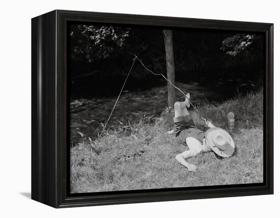 Boy Fishing in the Country-Bettmann-Framed Premier Image Canvas