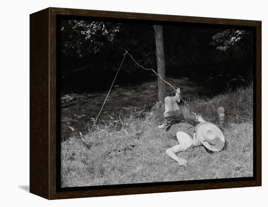 Boy Fishing in the Country-Bettmann-Framed Premier Image Canvas