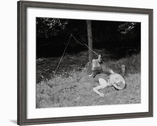 Boy Fishing in the Country-Bettmann-Framed Photographic Print