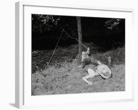 Boy Fishing in the Country-Bettmann-Framed Photographic Print