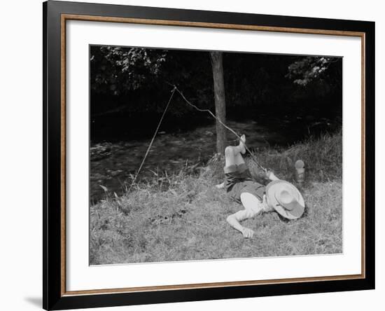 Boy Fishing in the Country-Bettmann-Framed Photographic Print