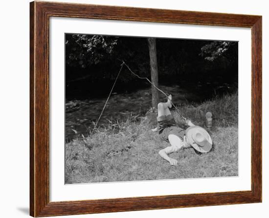 Boy Fishing in the Country-Bettmann-Framed Photographic Print