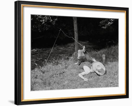 Boy Fishing in the Country-Bettmann-Framed Photographic Print