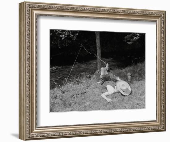 Boy Fishing in the Country-Bettmann-Framed Photographic Print