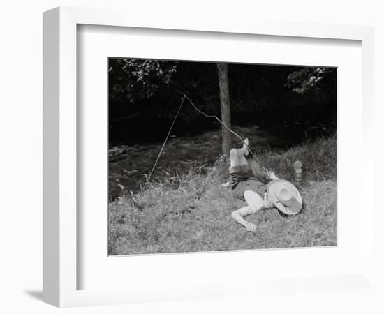 Boy Fishing in the Country-Bettmann-Framed Photographic Print