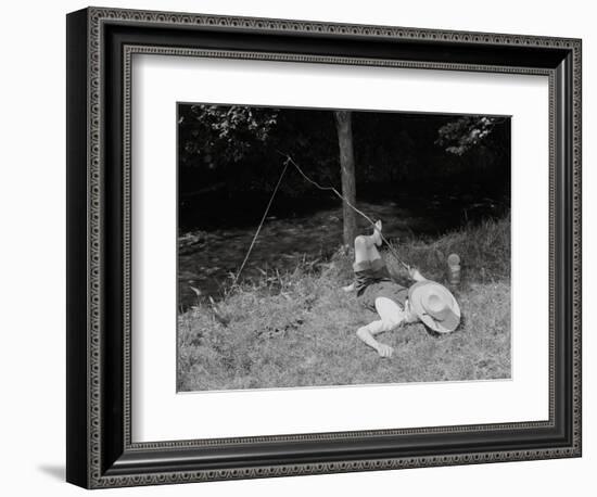 Boy Fishing in the Country-Bettmann-Framed Photographic Print