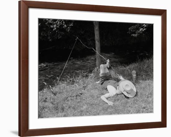 Boy Fishing in the Country-Bettmann-Framed Photographic Print