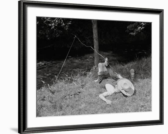 Boy Fishing in the Country-Bettmann-Framed Photographic Print