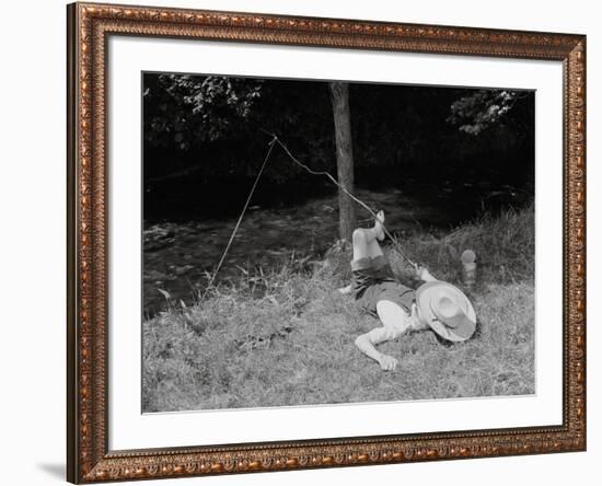 Boy Fishing in the Country-Bettmann-Framed Photographic Print