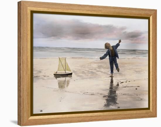 Boy, Fishing-Nora Hernandez-Framed Premier Image Canvas