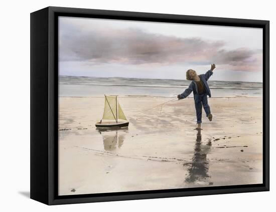 Boy, Fishing-Nora Hernandez-Framed Premier Image Canvas