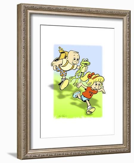 Boy-Frog-Girl-Nate Owens-Framed Giclee Print