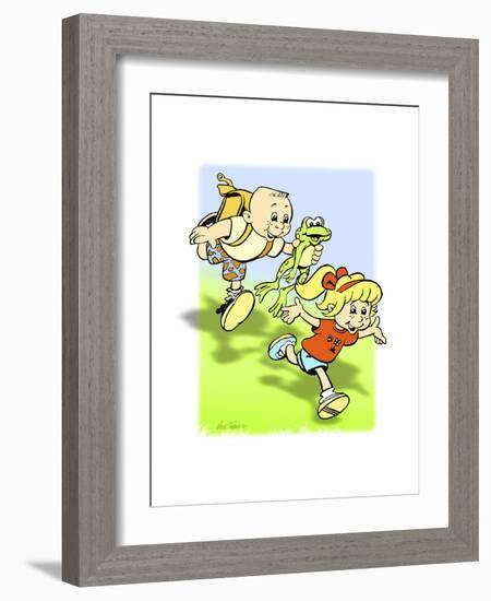 Boy-Frog-Girl-Nate Owens-Framed Giclee Print